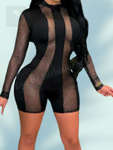 Load image into Gallery viewer, Black Tease for the Night Romper, front view